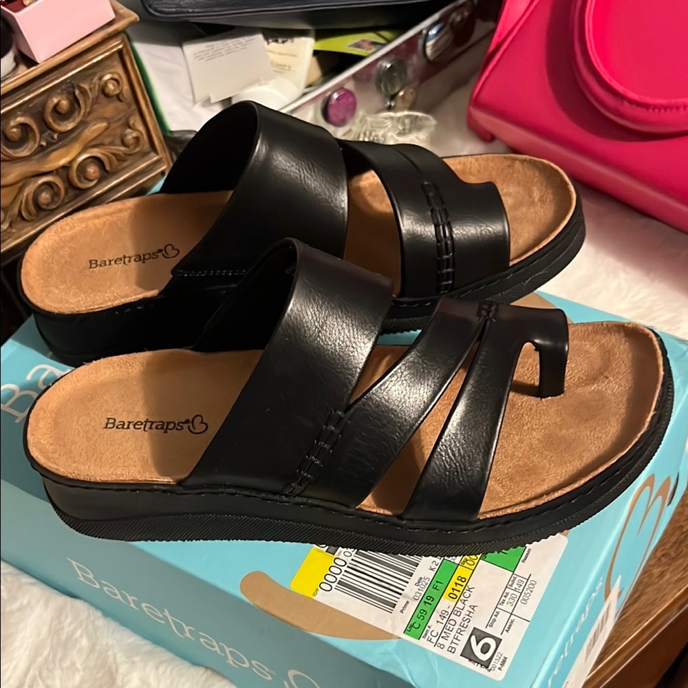 BareTraps Black Sandals with Comfort Straps